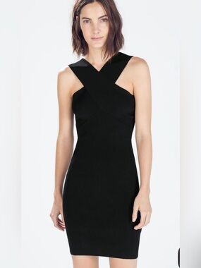 Zara Black One-Shoulder Cross-Strap Sheath Dress